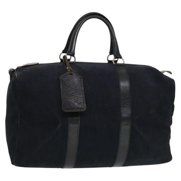 DIOR Trotter Canvas Boston Bag Suede Navy Silver - Picture 1 of 12